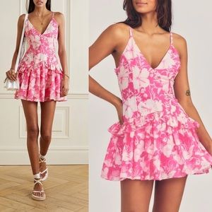 LoveShackFancy Pink Floral Mini Dress